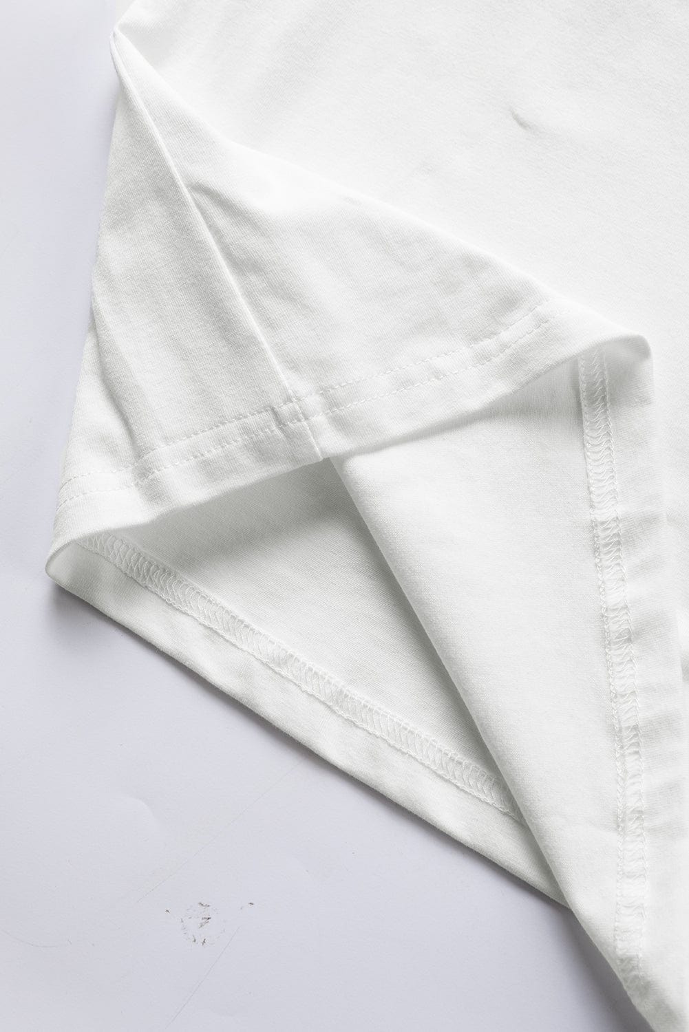 Chenille Good Vibes Embroidered White Crewneck Tee