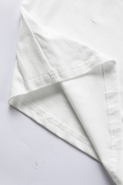 Chenille Good Vibes Embroidered White Crewneck Tee