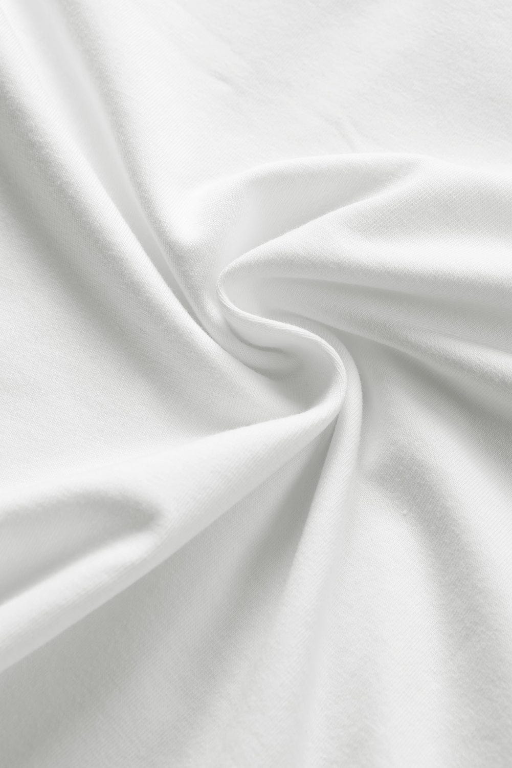 Chenille Good Vibes Embroidered White Crewneck Tee