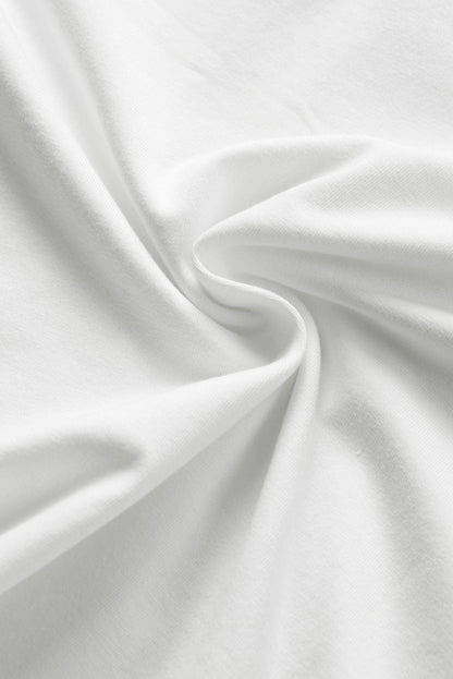 Chenille Good Vibes Embroidered White Crewneck Tee