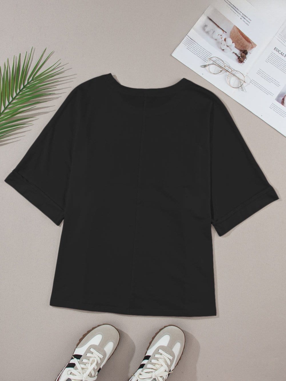 Chenille Mama Black Crew Neck Tee