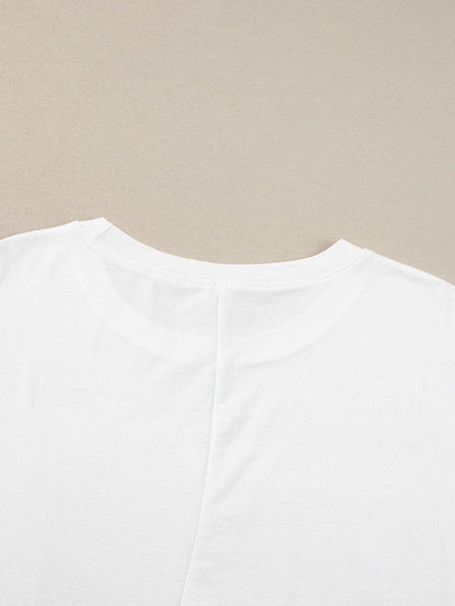 Chenille Mama Patched White Crew Neck T-Shirt