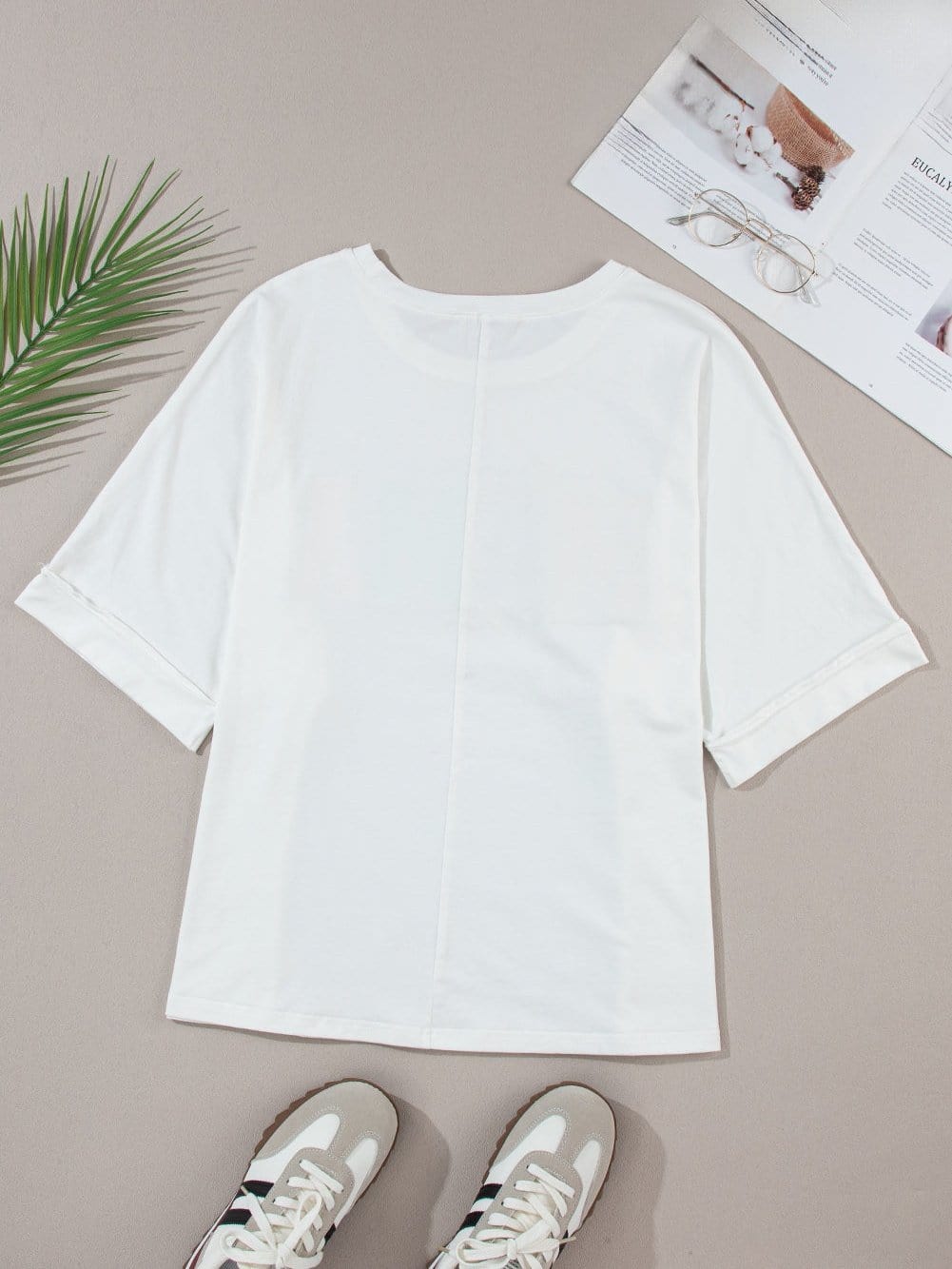 Chenille Mama Patched White Crew Neck T-Shirt