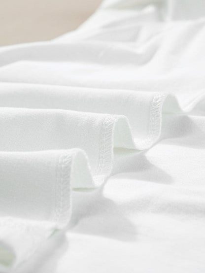 Chenille Mama Patched White Crew Neck T-Shirt