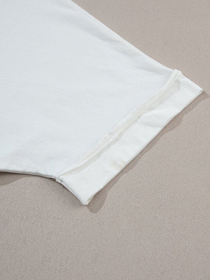 Chenille Mama Patched White Crew Neck T-Shirt