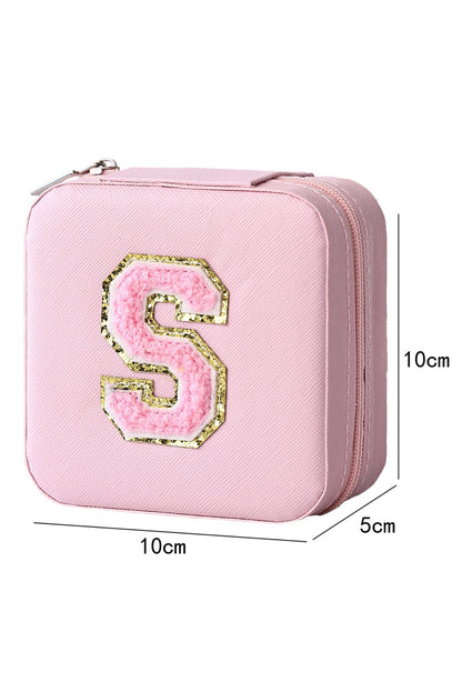 Chenille Pink Letter Jewelry Organizer with Mirror