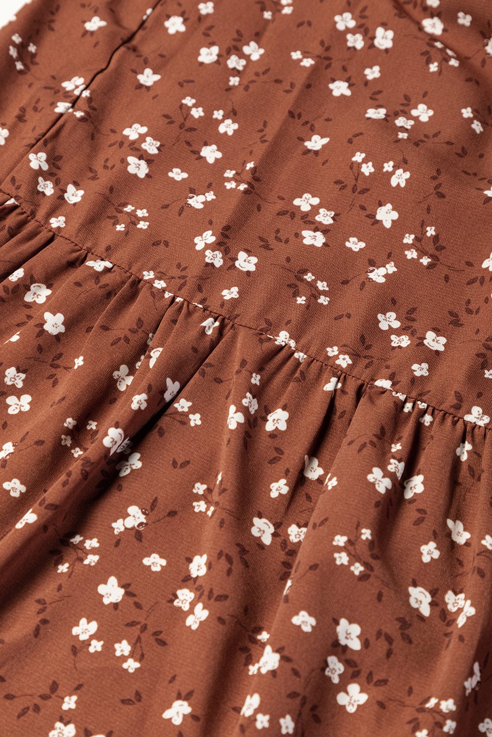 Chestnut Blossom 3/4 Sleeve Flowy Hem Midi Dress