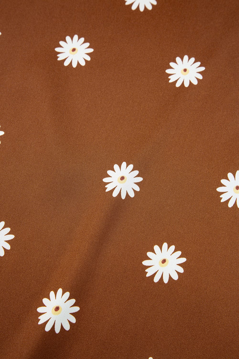 Chestnut Daisy Pattern Short Sleeve Blouse