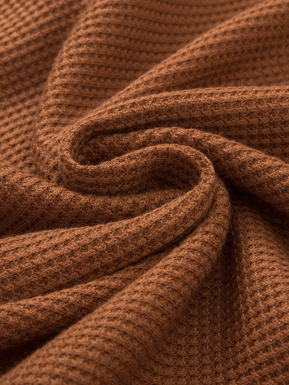 Chestnut Textured Frill Hem Waffle Knit Tee