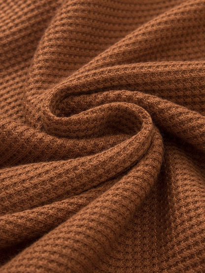 Chestnut Textured Frill Hem Waffle Knit Tee