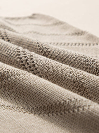 Chevron Pointelle Knit V-Neck Sleeveless Sweater Tank Top