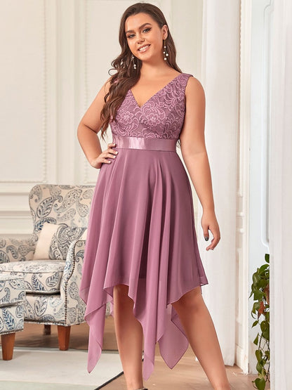 Chic and Elegant V Neck Lace Chiffon Party Dresses