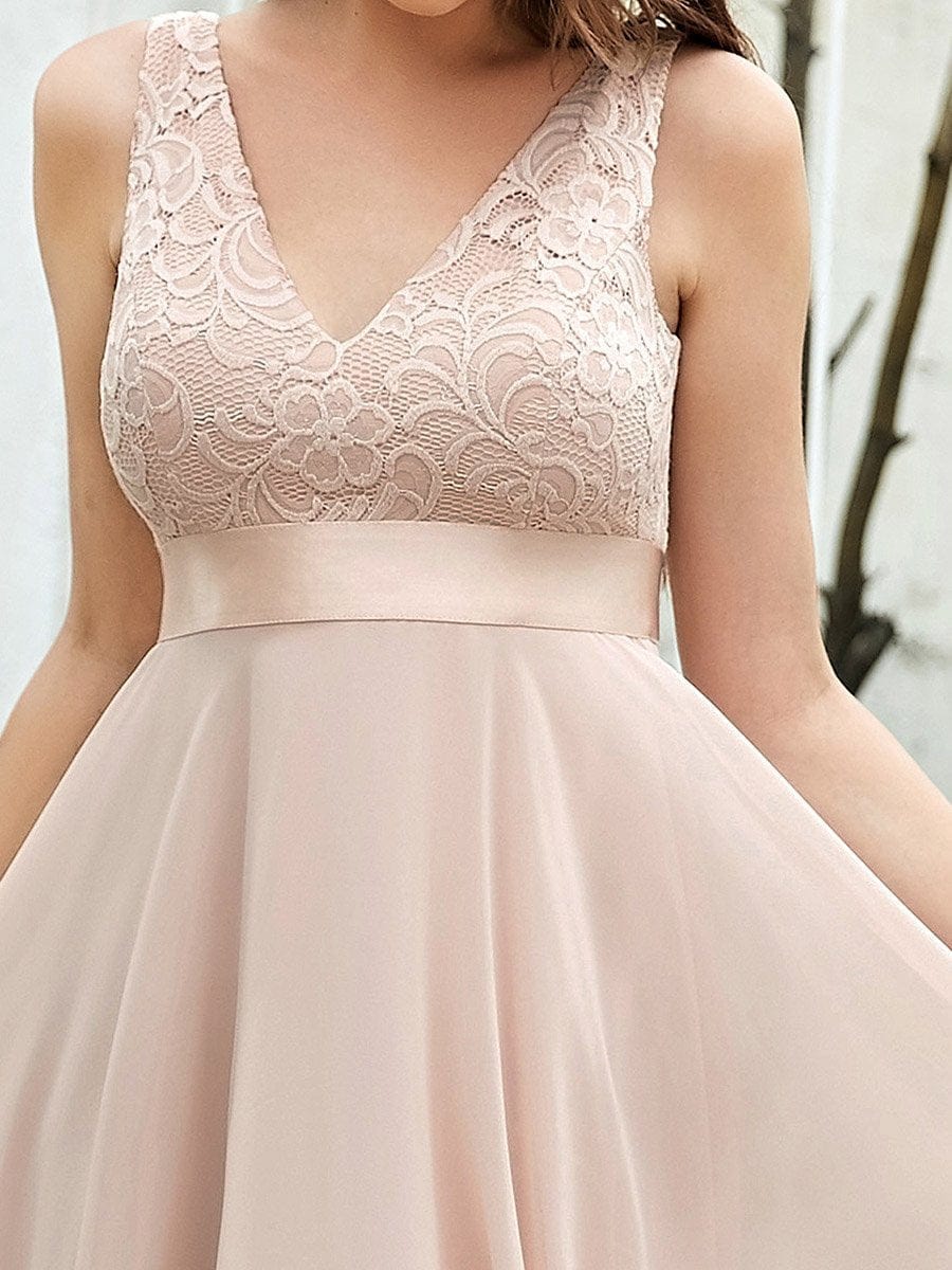 Chic and Elegant V Neck Lace Chiffon Party Dresses