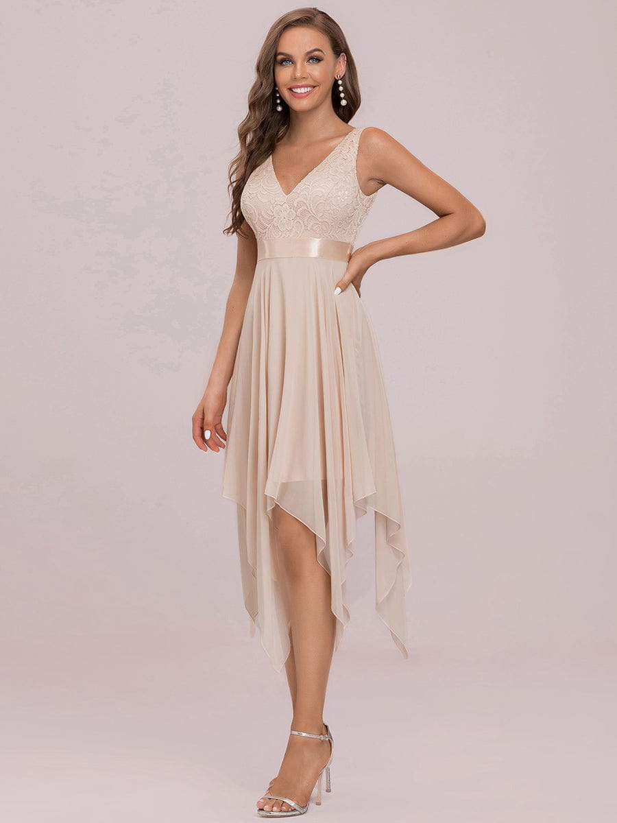 Chic and Elegant V Neck Lace Chiffon Party Dresses