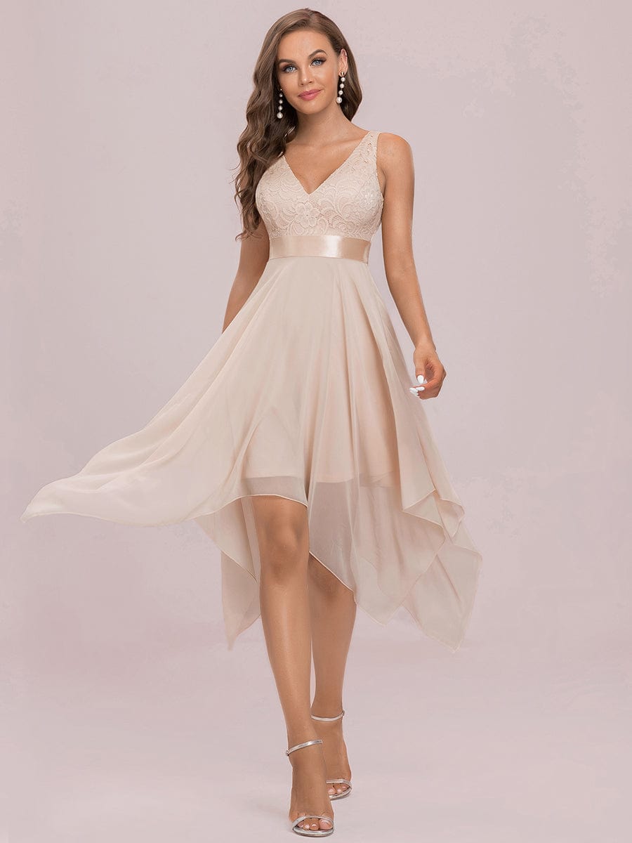 Chic and Elegant V Neck Lace Chiffon Party Dresses