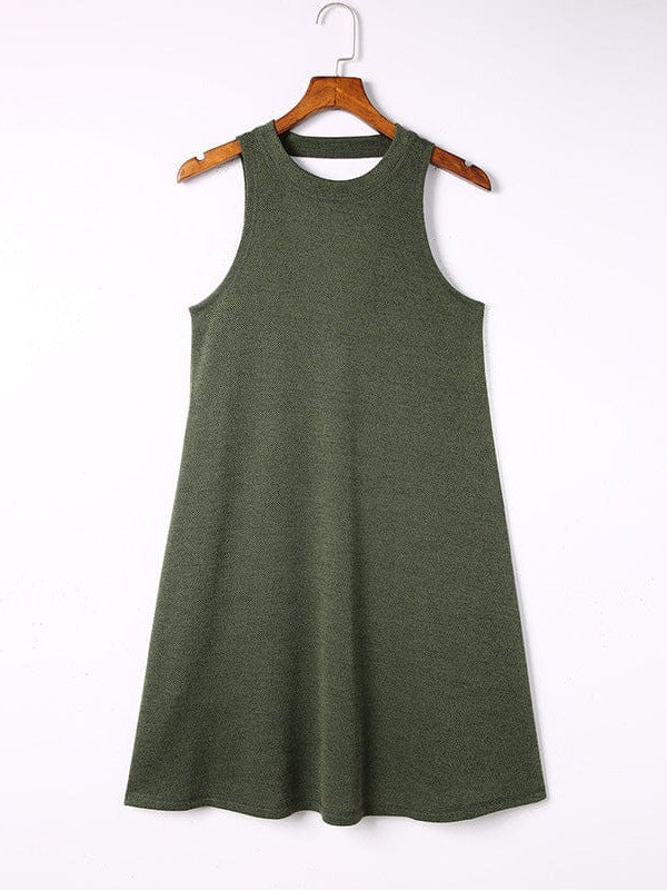 Chic Backless Sleeveless High Waist Dress in Solid Colors