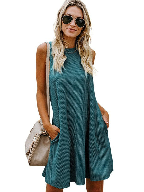 Chic Backless Sleeveless High Waist Dress in Solid Colors
