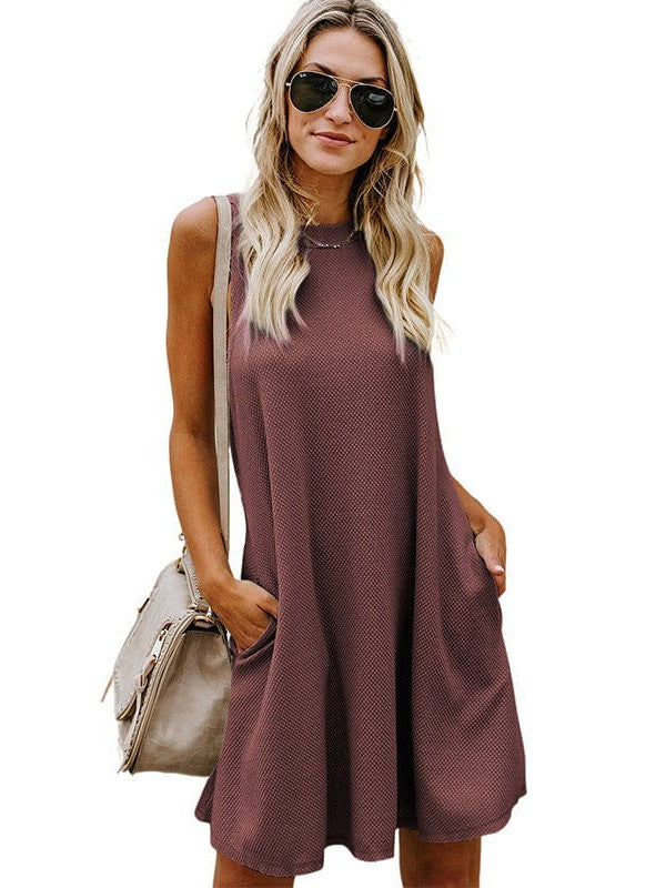 Chic Backless Sleeveless High Waist Dress in Solid Colors
