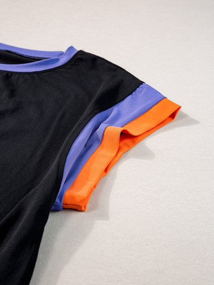 Chic Black Color Block Two-Piece Set