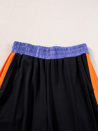 Chic Black Color Block Two-Piece Set