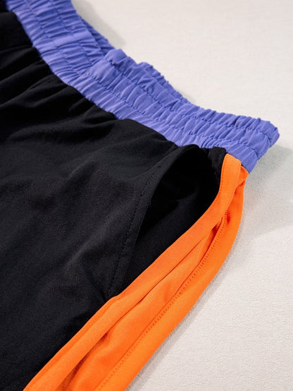 Chic Black Color Block Two-Piece Set