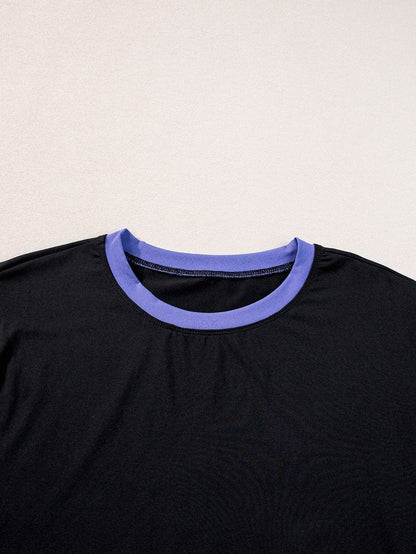 Chic Black Color Block Two-Piece Set