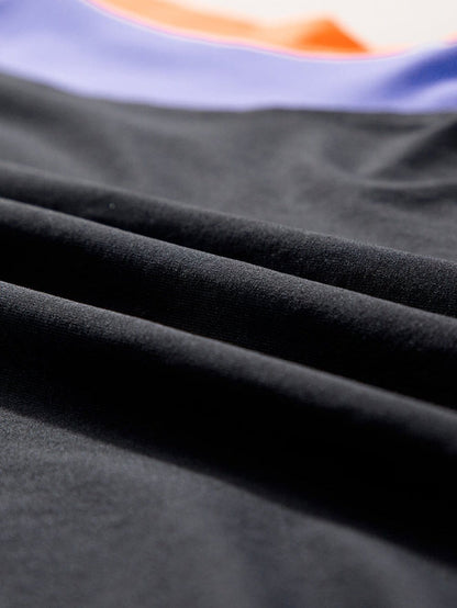 Chic Black Color Block Two-Piece Set