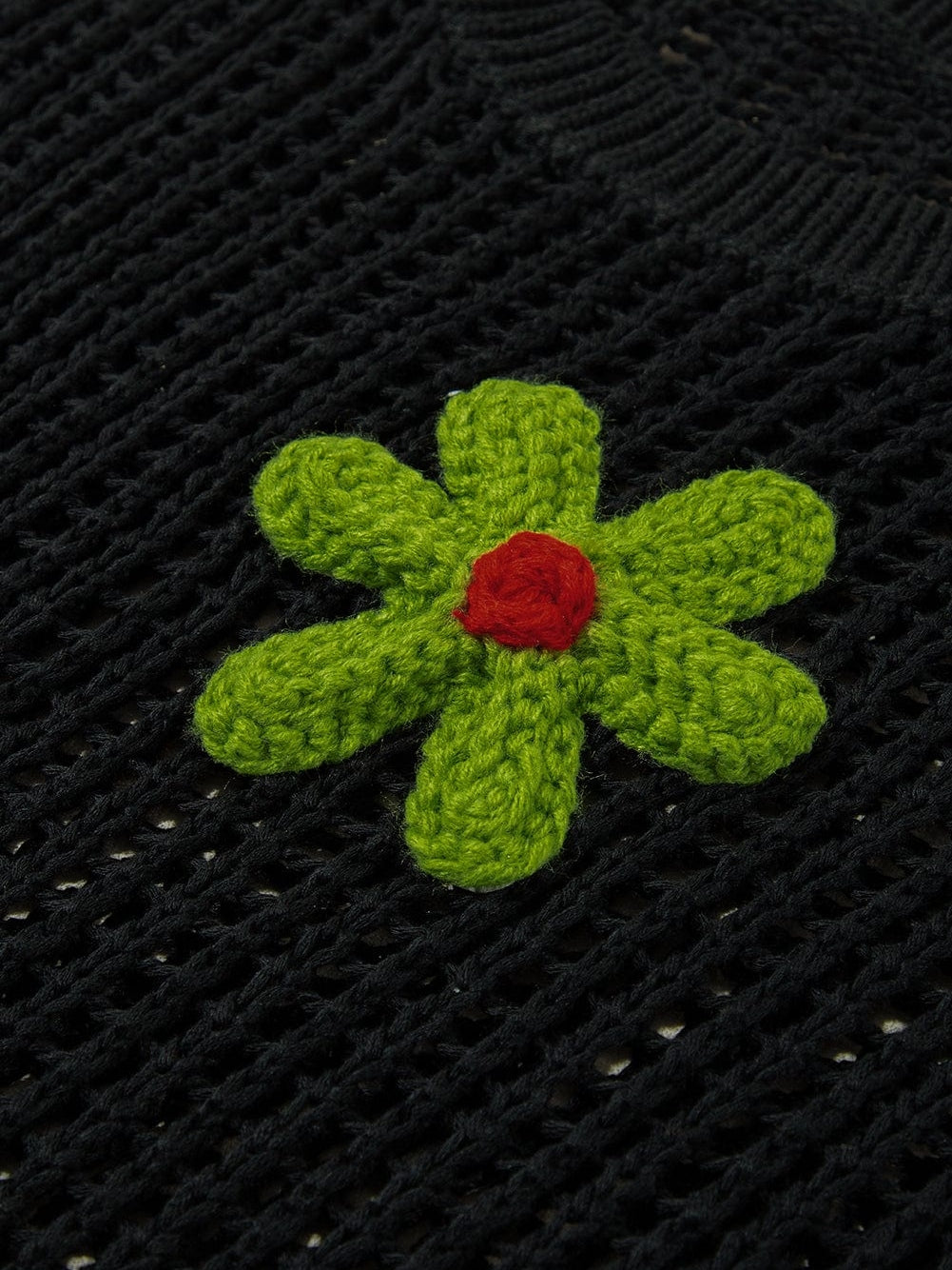 Chic Black Crochet Floral Sweater Tee