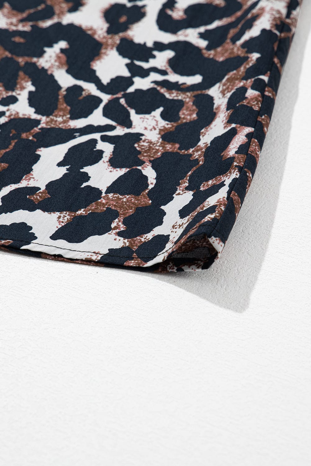 Chic Black Leopard Print Puff Sleeve Shirt Dress