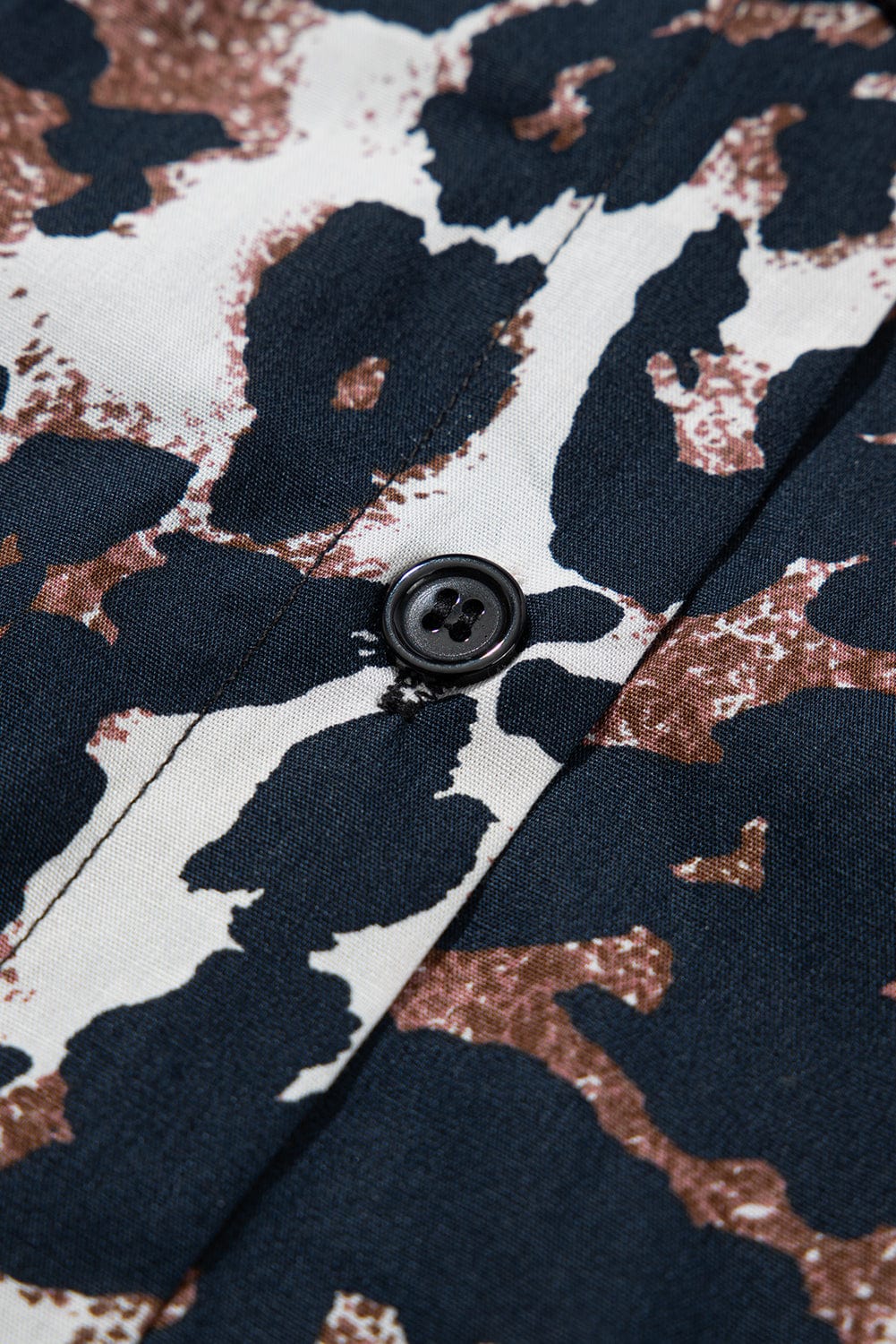 Chic Black Leopard Print Puff Sleeve Shirt Dress