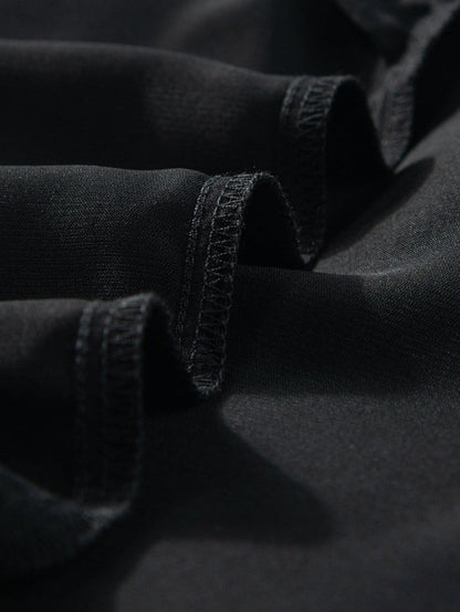 Chic Black Mesh Applique Half Sleeve Top