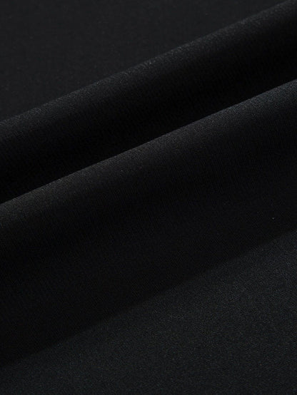 Chic Black Mesh Applique Half Sleeve Top