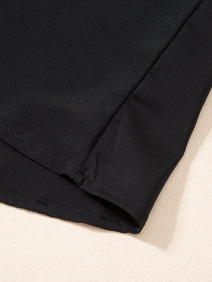 Chic Black Mesh Applique Half Sleeve Top