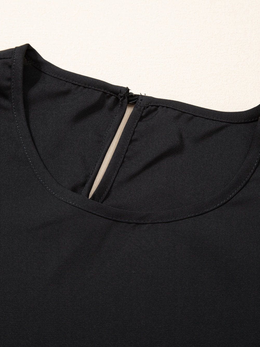 Chic Black Mesh Applique Half Sleeve Top