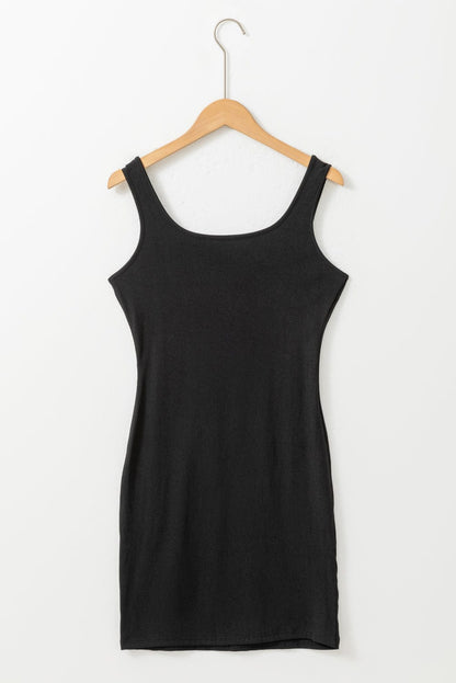 Chic Black Pearl Embellished Square Neck Bodycon Mini Dress