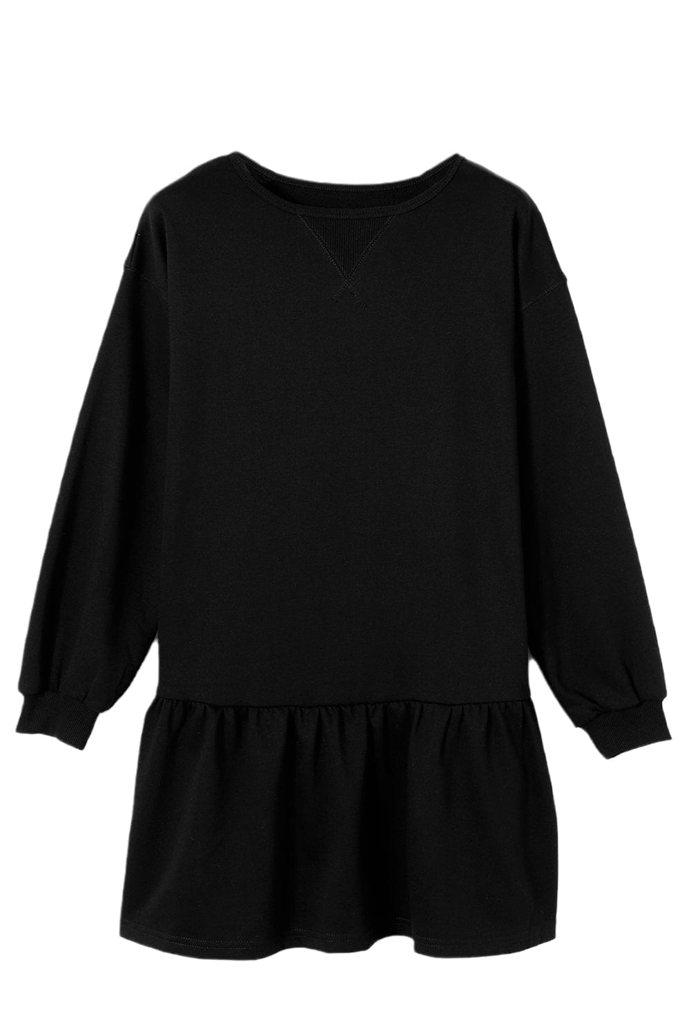 Chic Black Puff Sleeve Mini Dress with Ruffle Hem