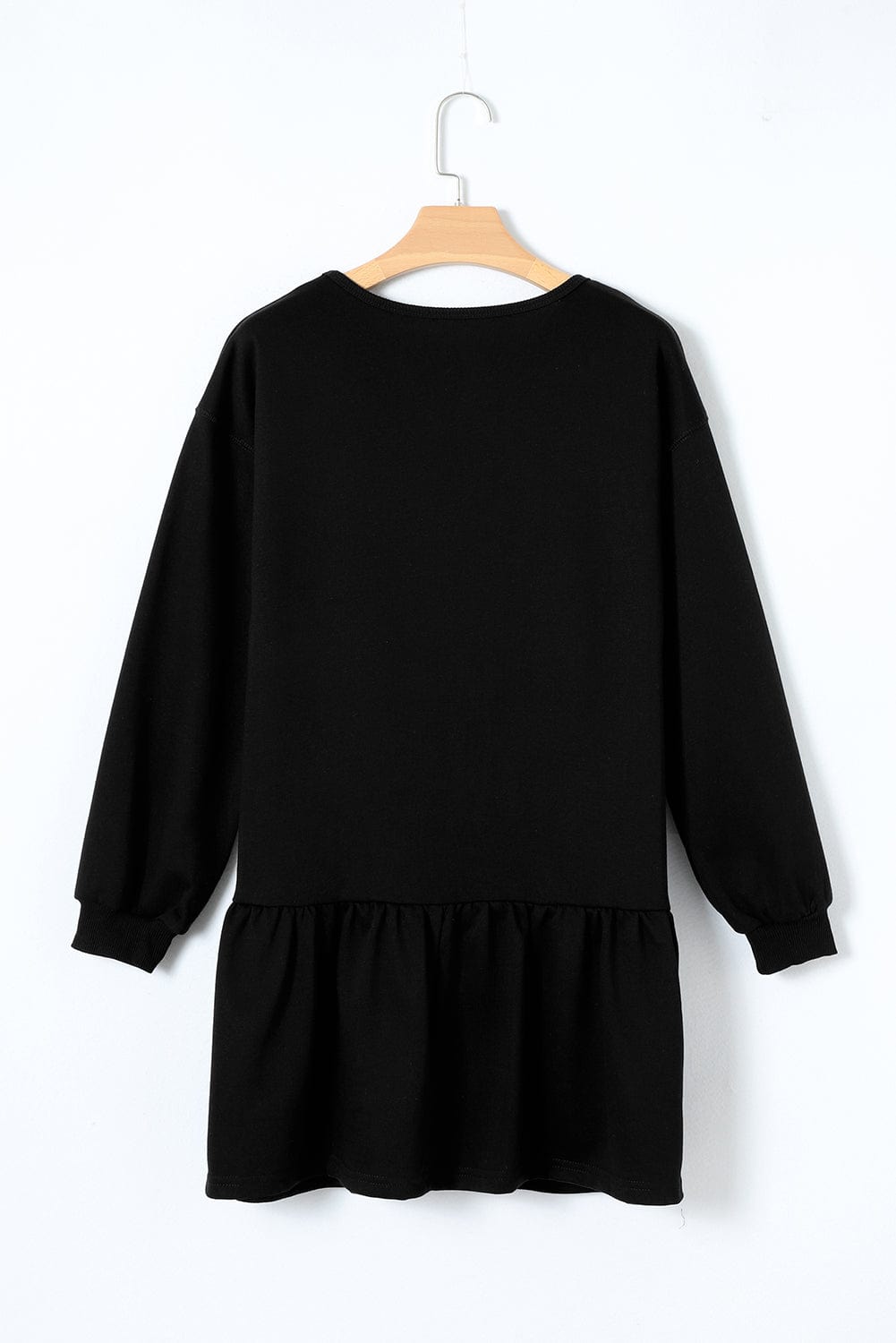 Chic Black Puff Sleeve Mini Dress with Ruffle Hem