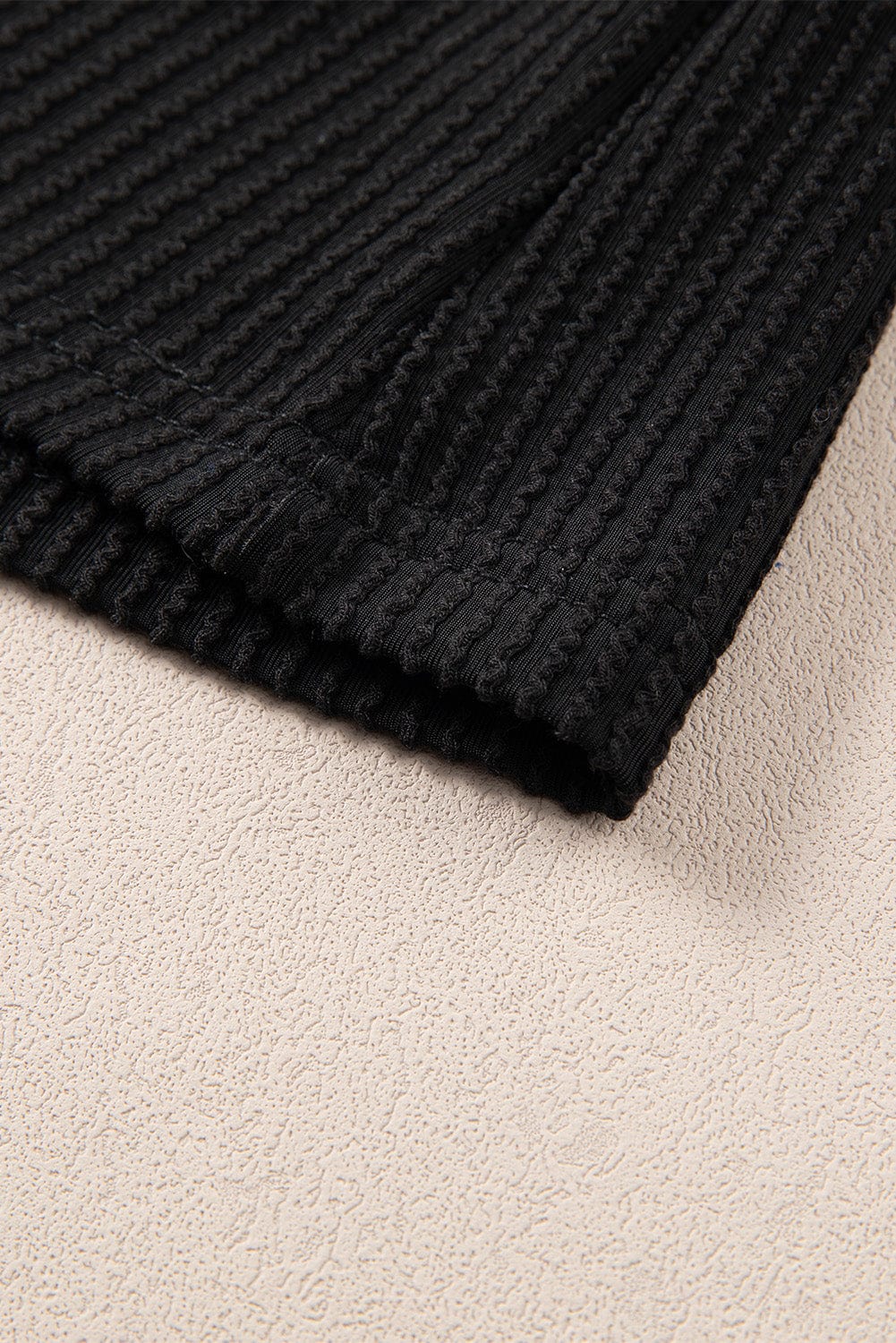 Chic Black Ribbed Two-Piece Short Set