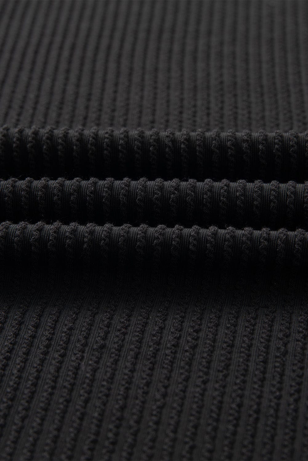 Chic Black Ribbed Two-Piece Short Set