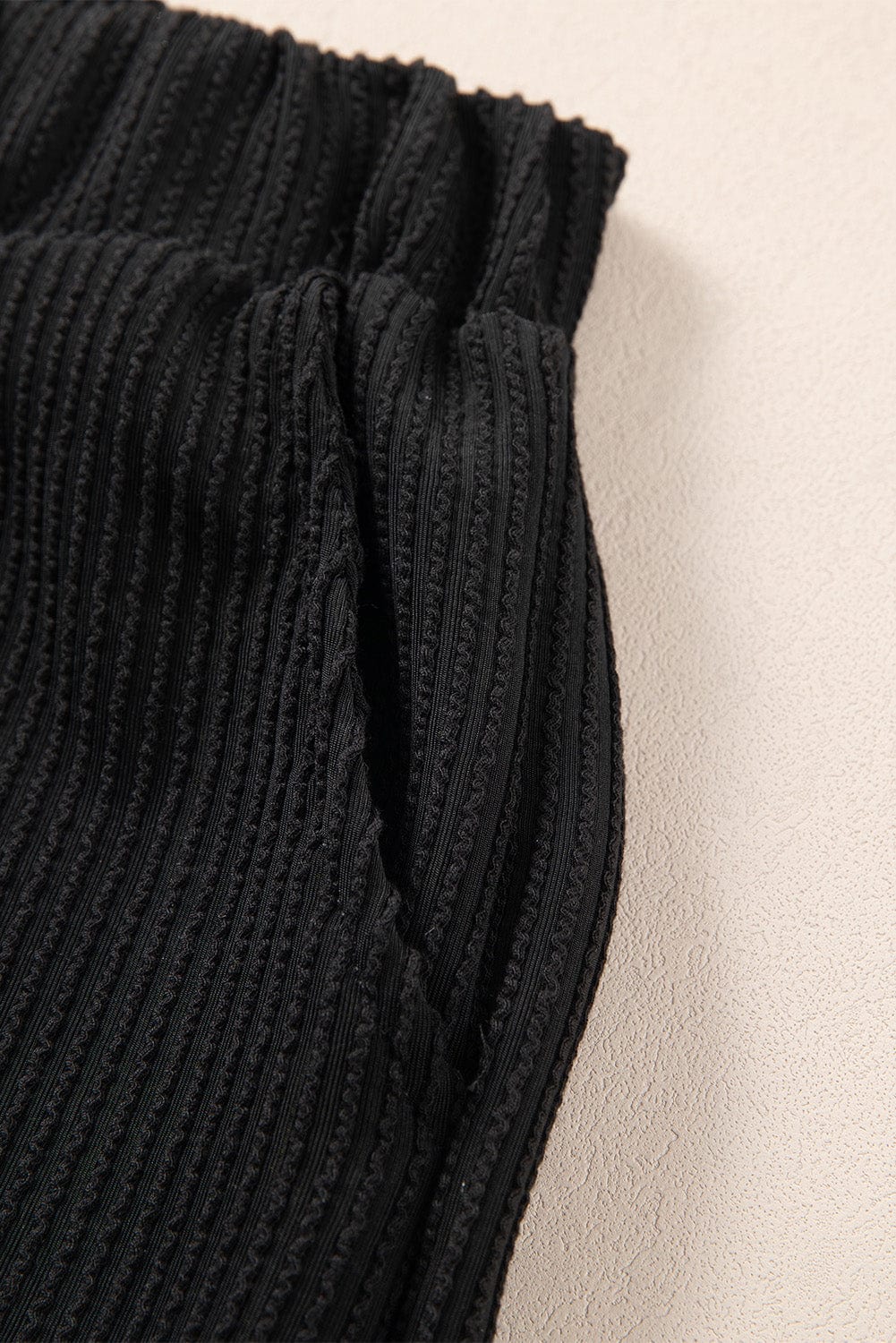 Chic Black Ribbed Two-Piece Short Set