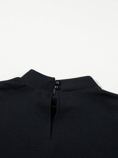 Chic Black Ruffle Sleeve Mini Shift Dress