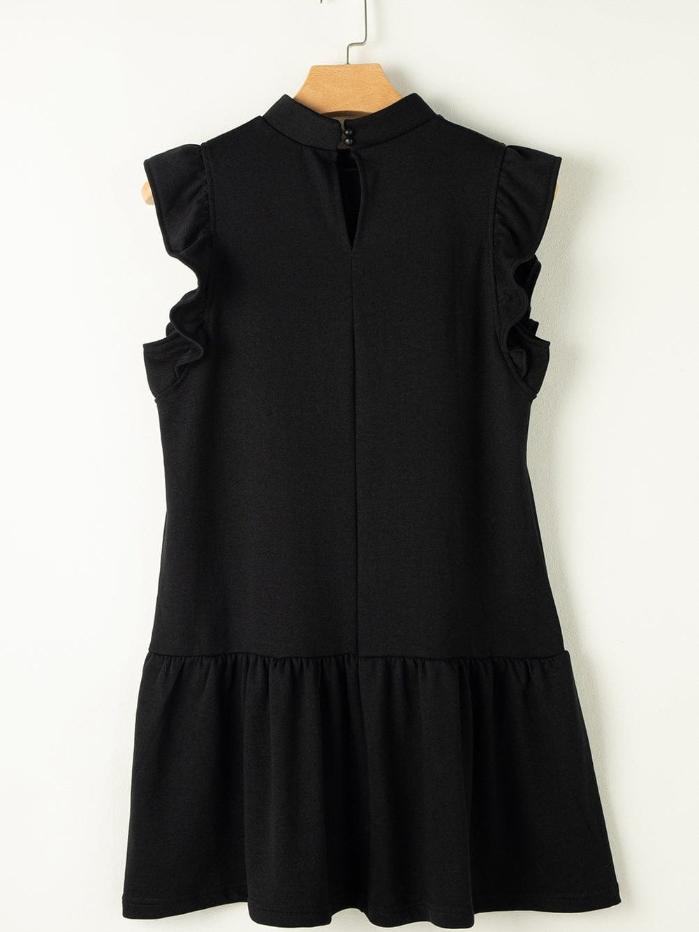 Chic Black Ruffle Sleeve Mini Shift Dress