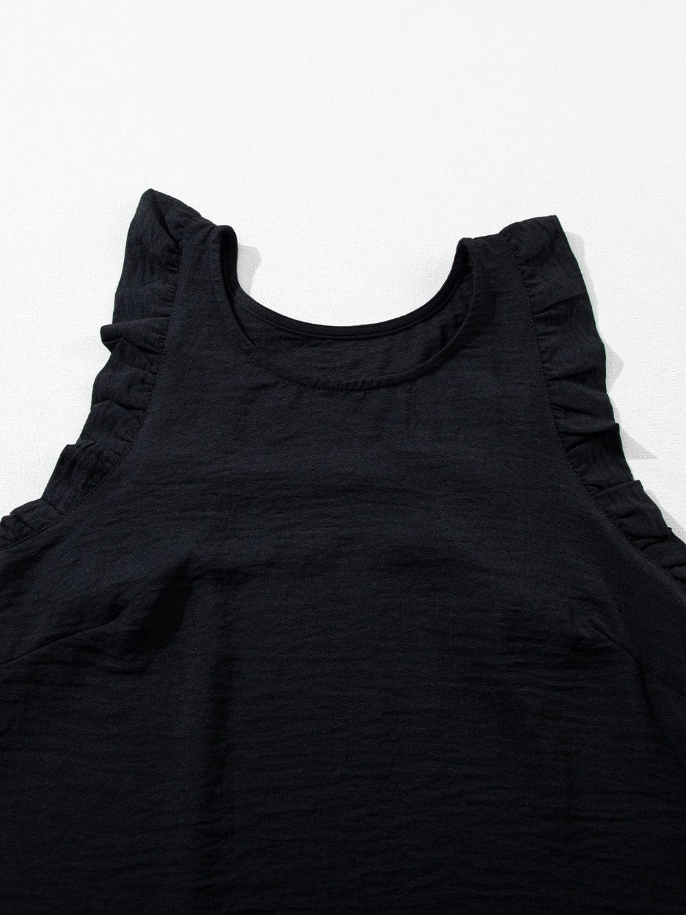 Chic Black Ruffled Sleeveless Mini Dress with Southern Belle Style