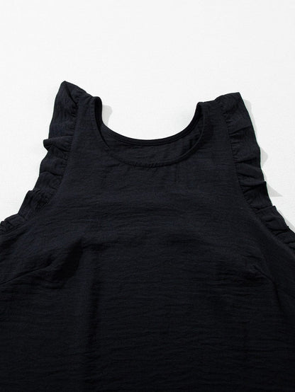 Chic Black Ruffled Sleeveless Mini Dress with Southern Belle Style