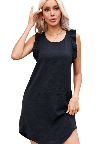 Chic Black Ruffled Sleeveless Mini Dress with Southern Belle Style