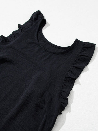 Chic Black Ruffled Sleeveless Mini Dress with Southern Belle Style