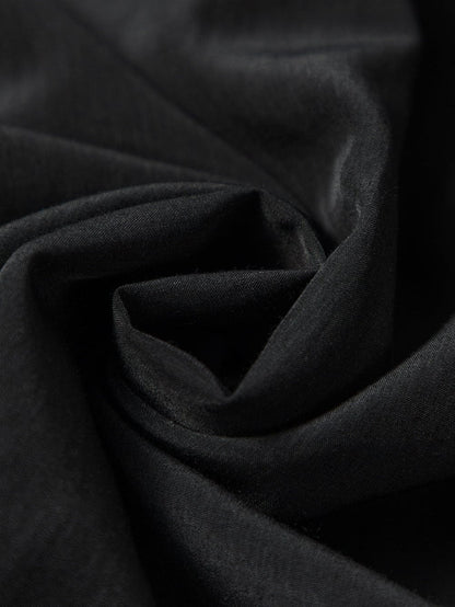 Chic Black Sequin-Trimmed Mini Shirt Dress with Bubble Sleeves