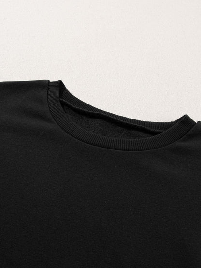 Chic Black Snap Buttoned Pullover with Side Splits