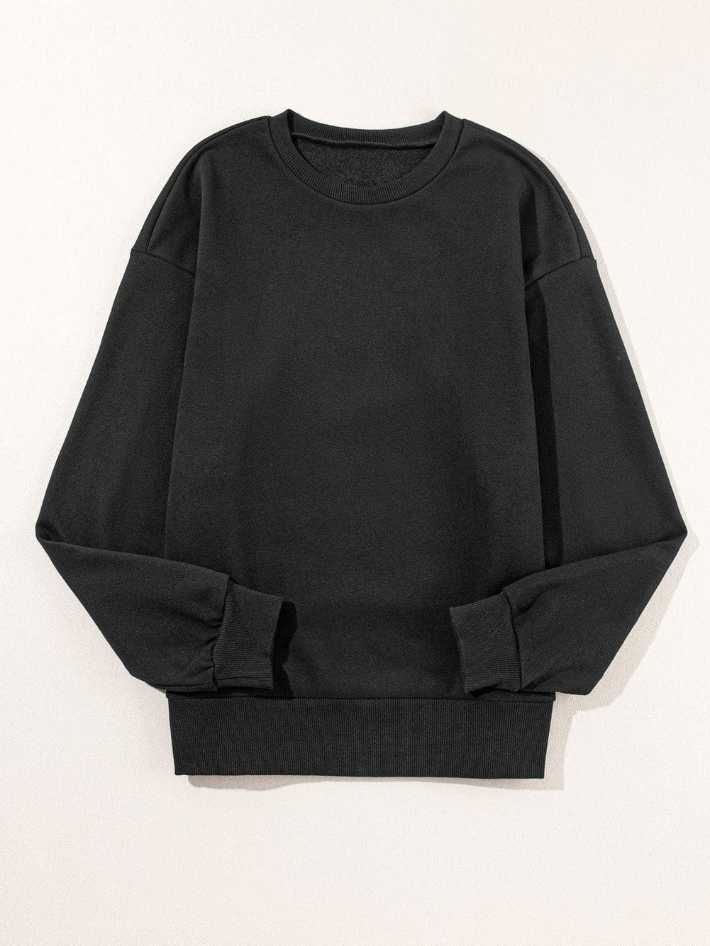 Chic Black Snap Buttoned Pullover with Side Splits