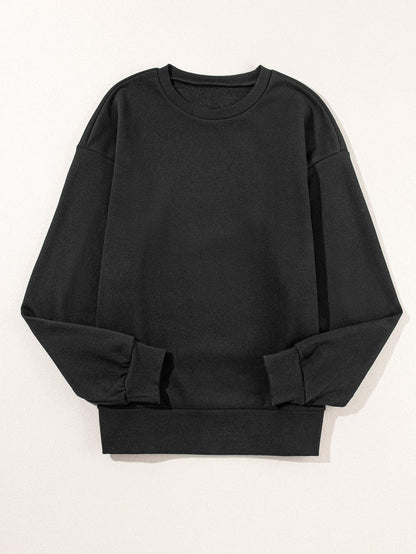 Chic Black Snap Buttoned Pullover with Side Splits